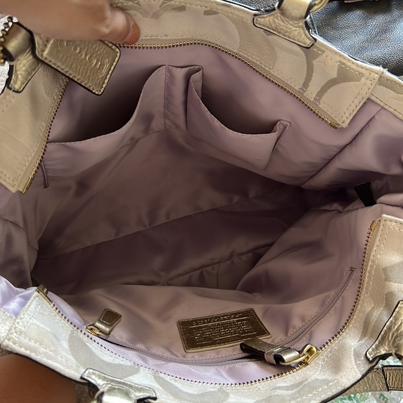 Sparkly Gold and Tan Coach Tote Bag - Picture 7 of 10